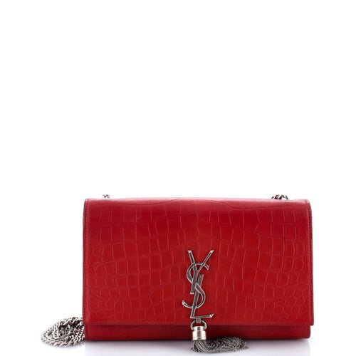 Classic Monogram Tassel Crossbody Bag Crocodile Embossed Leather Medium