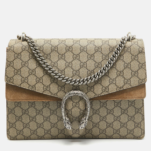 Beige GG Supreme Canvas and Suede Medium Dionysus Shoulder Bag