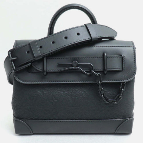 Black Monogram Taurillon Leather Steamer PM Satchel Bag