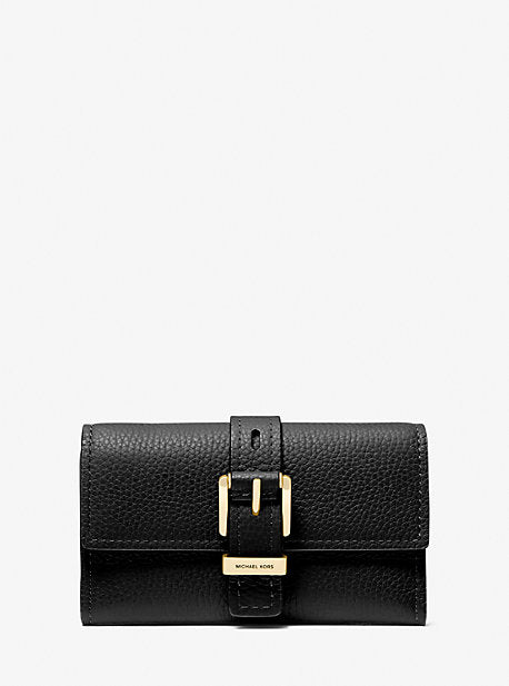MK Nolita Medium Pebbled Leather Tri-Fold Wallet - Black - Michael Kors