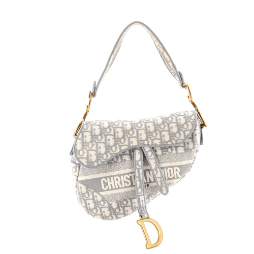 Saddle Handbag Logo Embroidered Oblique Canvas Medium