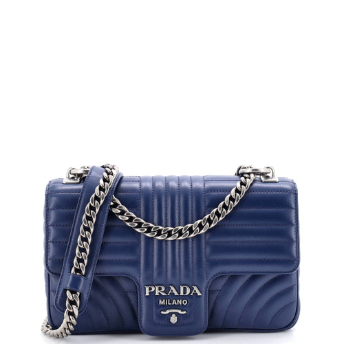 PRADA Chain Flap Shoulder Bag Diagramme Quilted Leather Medium
