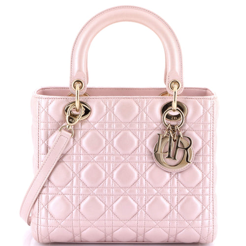 Lady Dior Bag Cannage Quilt Metallic Leather Medium