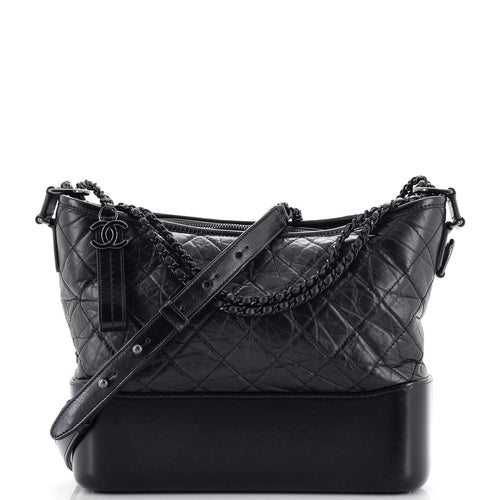 CHANEL So Black Gabrielle Hobo Quilted Aged Calfskin Medium