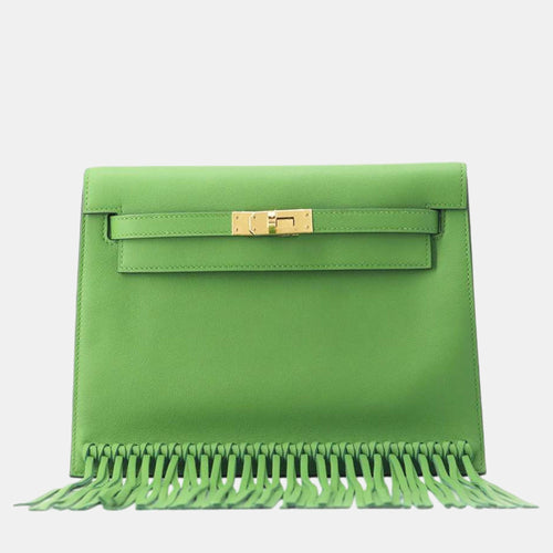 Vert Yucca Swift Leather Kelly Danse II Anate Fringe Shoulder Bags