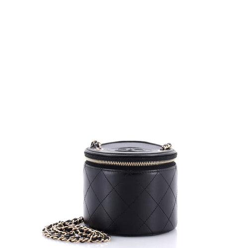 CHANEL CC Round Vanity Case with Chain Quilted Lambskin Mini