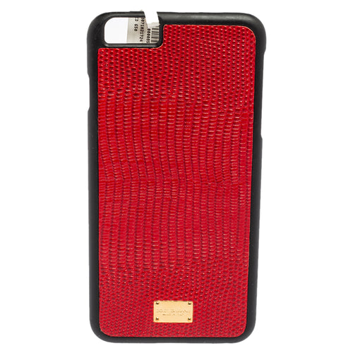 Red/Black Lizard Embossed Leather iPhone 6plus Cover