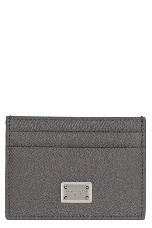 Men's Dauphine Print Leather Card Holder in Grey | BP0330AG219 Color 8H708