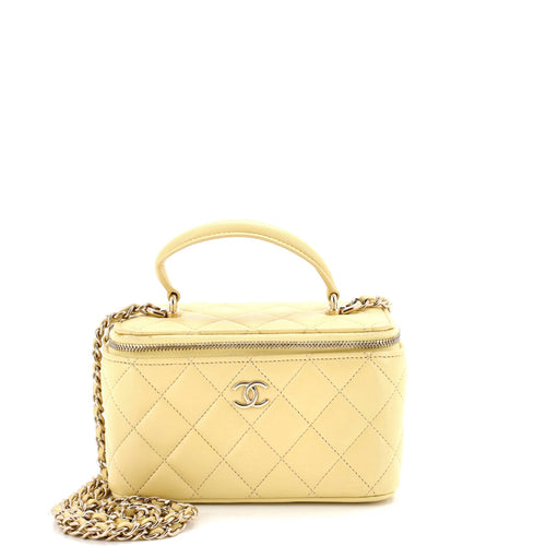 CHANEL Classic Top Handle Vanity Case with Chain Quilted Lambskin Small