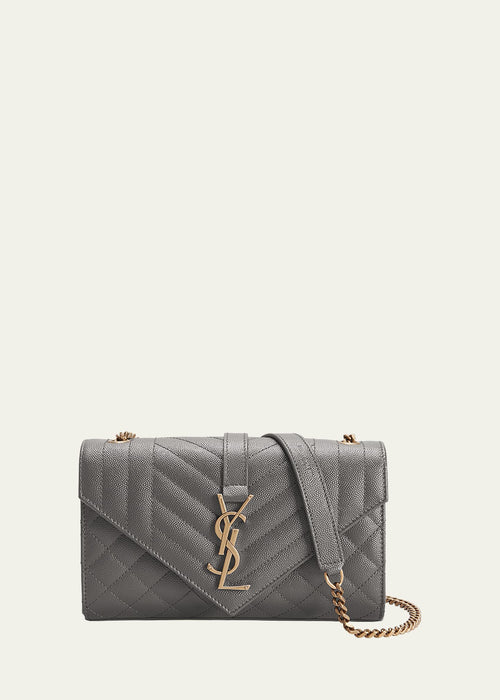 Envelope Triquilt Small YSL Shoulder Bag in Grained Leather