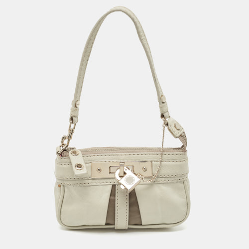 Marc By Marc Jacobs Off White Leather Padlock Charm Pochette Bag