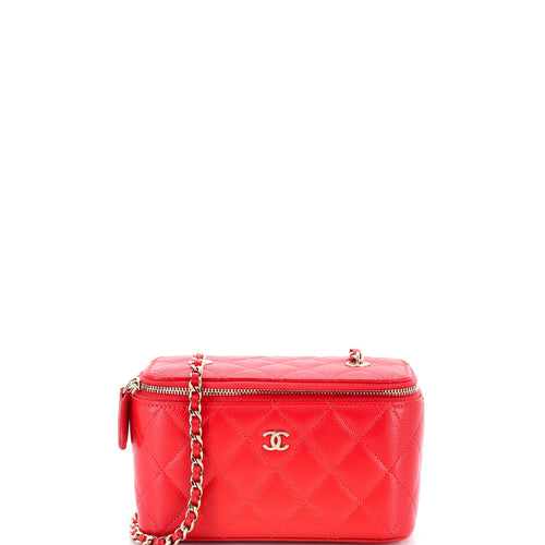 CHANEL Classic Vanity Case with Chain Quilted Caviar Small