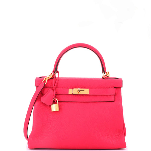 Kelly Handbag Rose Extreme Clemence with Gold Hardware 28