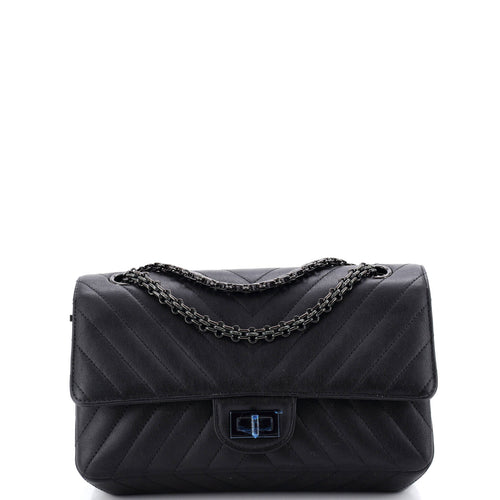 CHANEL So Black Reissue 2.55 Flap Bag Chevron Sheepskin 225