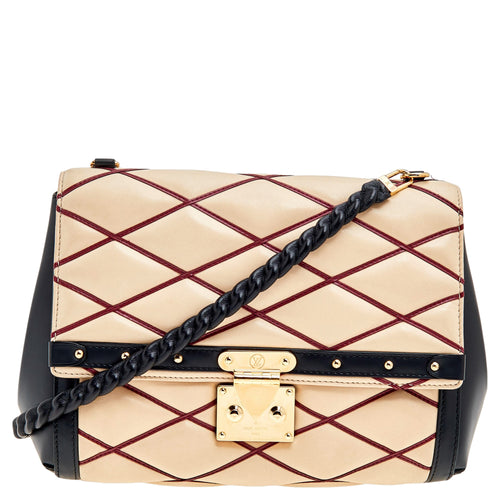 Beige/Black Leather Malletage Pochette Flap Bag