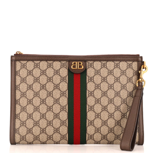 x Gucci The Hacker Project Web Wristlet Clutch BB Coated Canvas