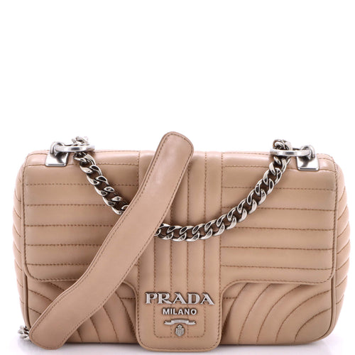 PRADA Chain Flap Shoulder Bag Diagramme Quilted Leather Medium