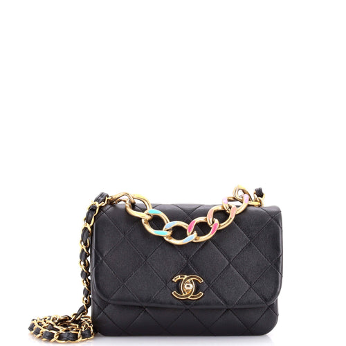 CHANEL Color Match Multicolor Flap Bag Quilted Lambskin Small