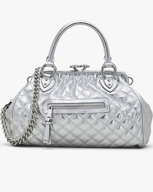 Marc Jacobs Re-Edition Quilted Metallic Leather Stam Bag in Silver