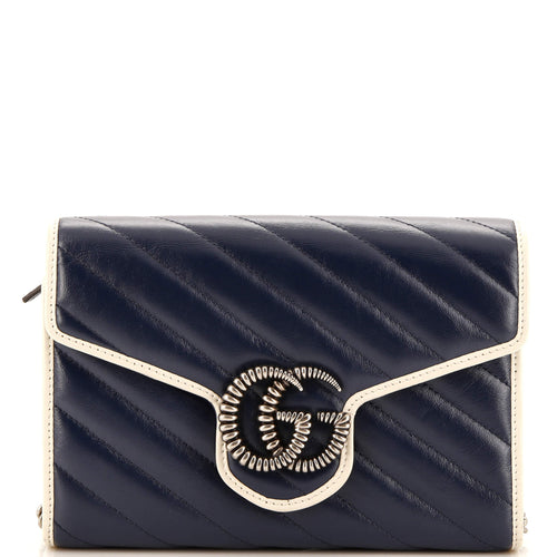 GUCCI GG Marmont Chain Wallet Diagonal Quilted Leather Mini