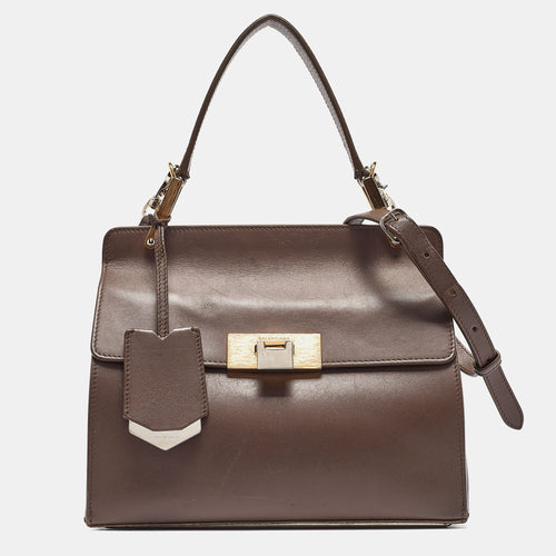 Taupe Leather Le Dix Cartable S Top Handle Bag