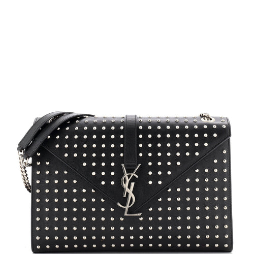 Classic Monogram Envelope Satchel Studded Leather Large