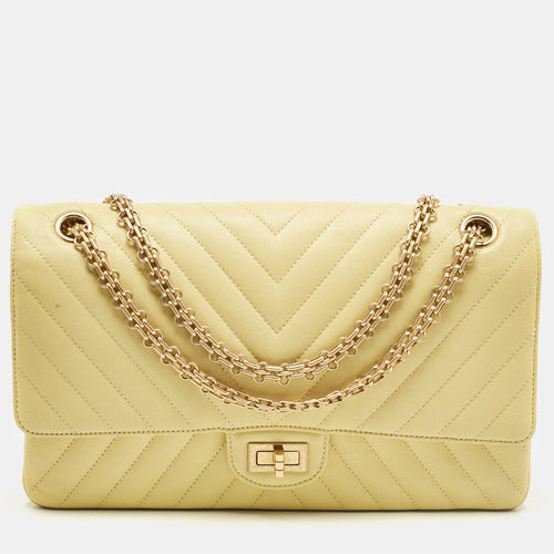 Yellow Chevron Leather Classic 227 Reissue 2.55 Flap Bag