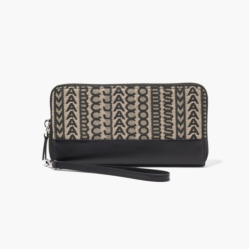 The Monogram Jacquard Continental Wristlet Wallet in Beige Multi