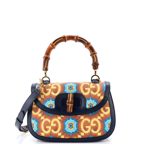 GUCCI Bamboo 1947 Top Handle Bag Kaleidoscope Print GG Coated Canvas Medium
