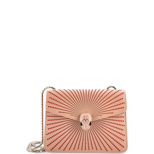 BVLGARI Serpenti Forever Square Shoulder Bag Laser Cut Leather Small