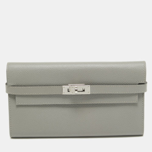 Gris Mouette Epsom Leather Kelly Classic Wallet