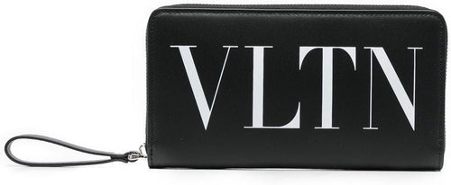 Men's Logo Print Zip Around Wallet in Black | Size UNICA | P0570LVN