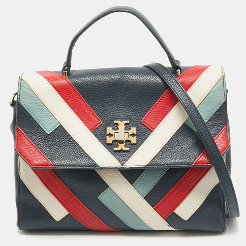 Multicolor Leather Stripe Kira Top Handle Bag