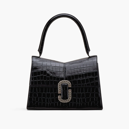 The Croc-Embossed St. Marc Large Top Handle in Black