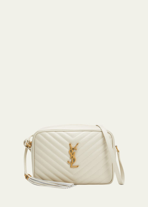 Lou Medium YSL Camera Bag with Pocket and Tassel in Quilted Leather
