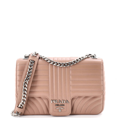 PRADA Chain Flap Shoulder Bag Diagramme Quilted Leather Large