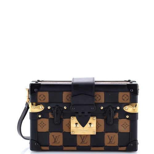 Petite Malle Handbag Damier Tressage Monogram Canvas and Leather