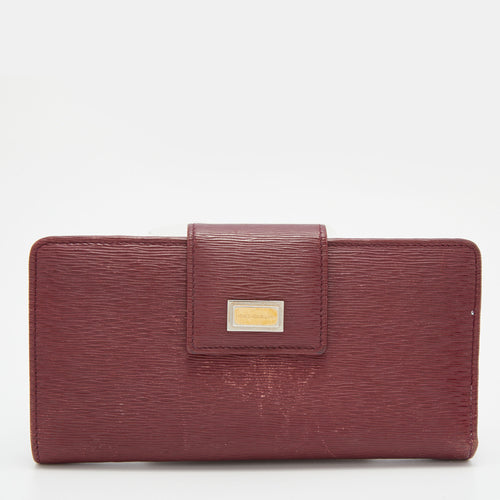 Burgundy Leather Flap Continental Wallet
