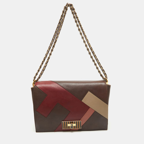 Multicolor Leather Large Claudia Colorblock Shoulder Bag