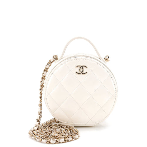 CHANEL Handle with Care Round Vanity Case with Chain Quilted Lambskin Small