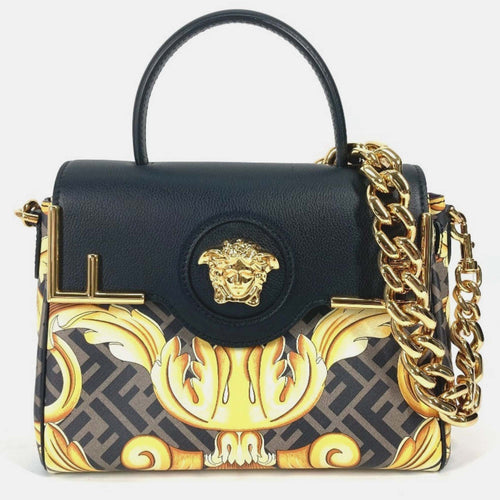 Black/Brown PVC and Leather La Medusa Top Handle Bag