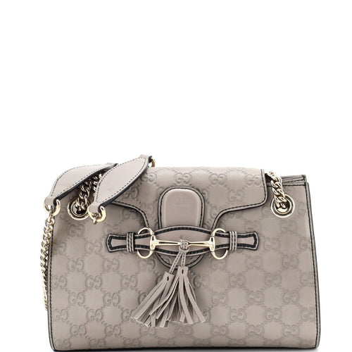 GUCCI Emily Chain Flap Shoulder Bag Guccissima Leather Small
