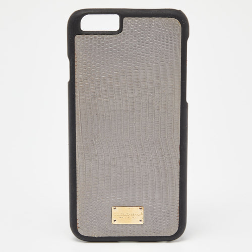Grey Lizard Embossed Leather iPhone 6 Cover