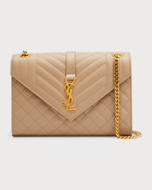 Envelope Triquilt Medium YSL Shoulder Bag in Grained Leather