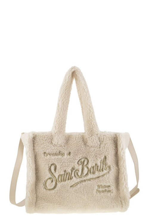 Small Soft Sherpa Bag With Saint Barth Logo And Shoulder Strap in Cream | SOFS001