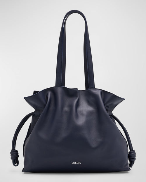 Flamenco Large Clutch Bag in Napa Leather with Golden Foil Anagram