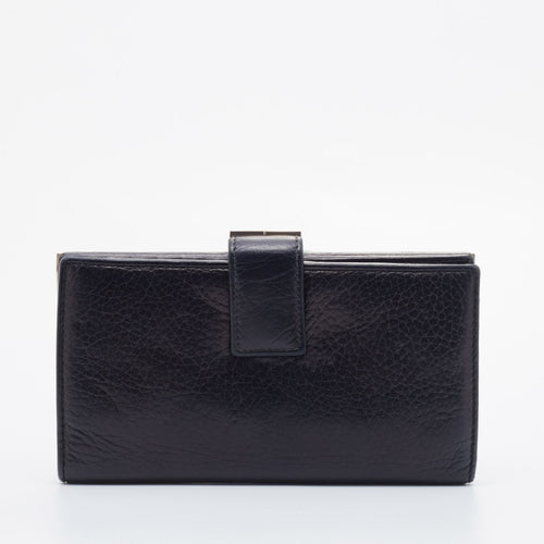 Black Leather French Continental Wallet