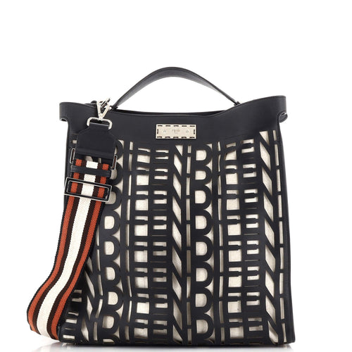 FENDI Peekaboo X-Lite Fit Bag Laser Cut Leather and Canvas