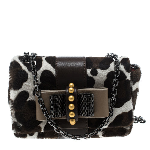 White Animal Print Calfhair Mini Sweet Charity Shoulder Bag