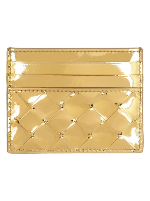 Women's Laminated Leather Card Case in Metallic | Size UNICA | 742325V3QM5